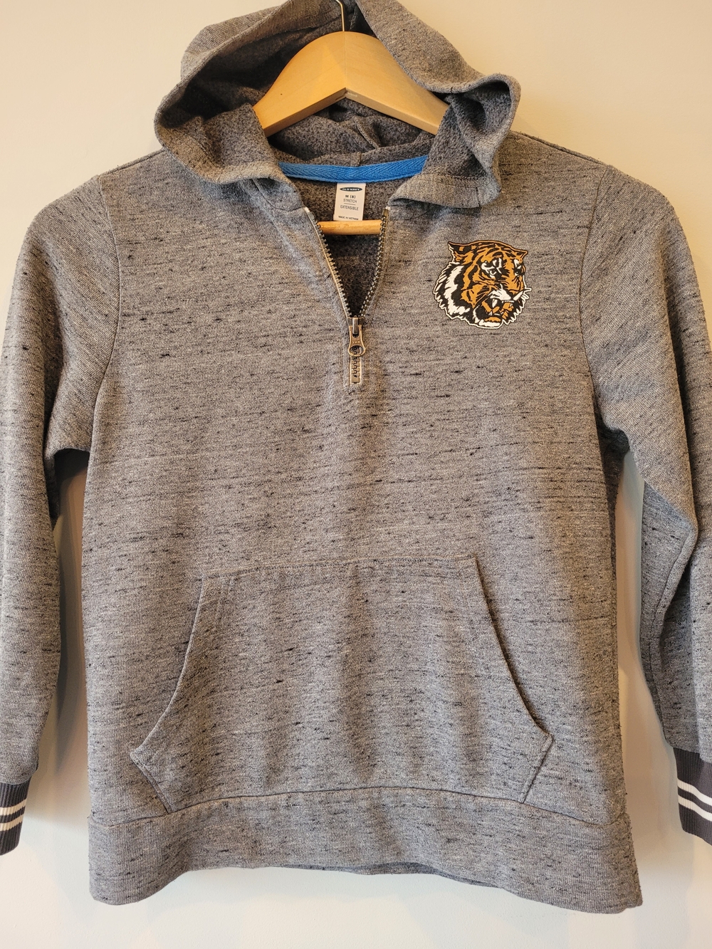 Old Navy Boys 1/4 Zip Tiger Graphic Hoodie Grey Size M (8)